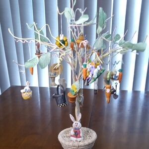 Easter Bunny Spring Time Tree with Hanging Ornaments